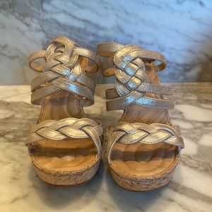 Gold Cork Dressy Wedge